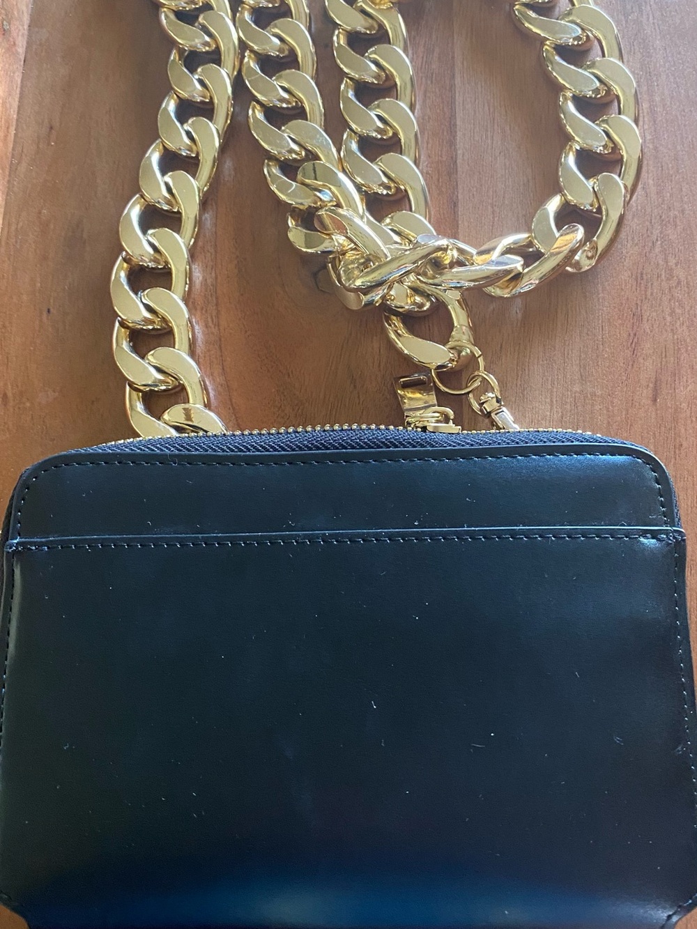 Black Women's Chain-Handle Crossbody Bag - Gold Hardware - Picture 5 of 5